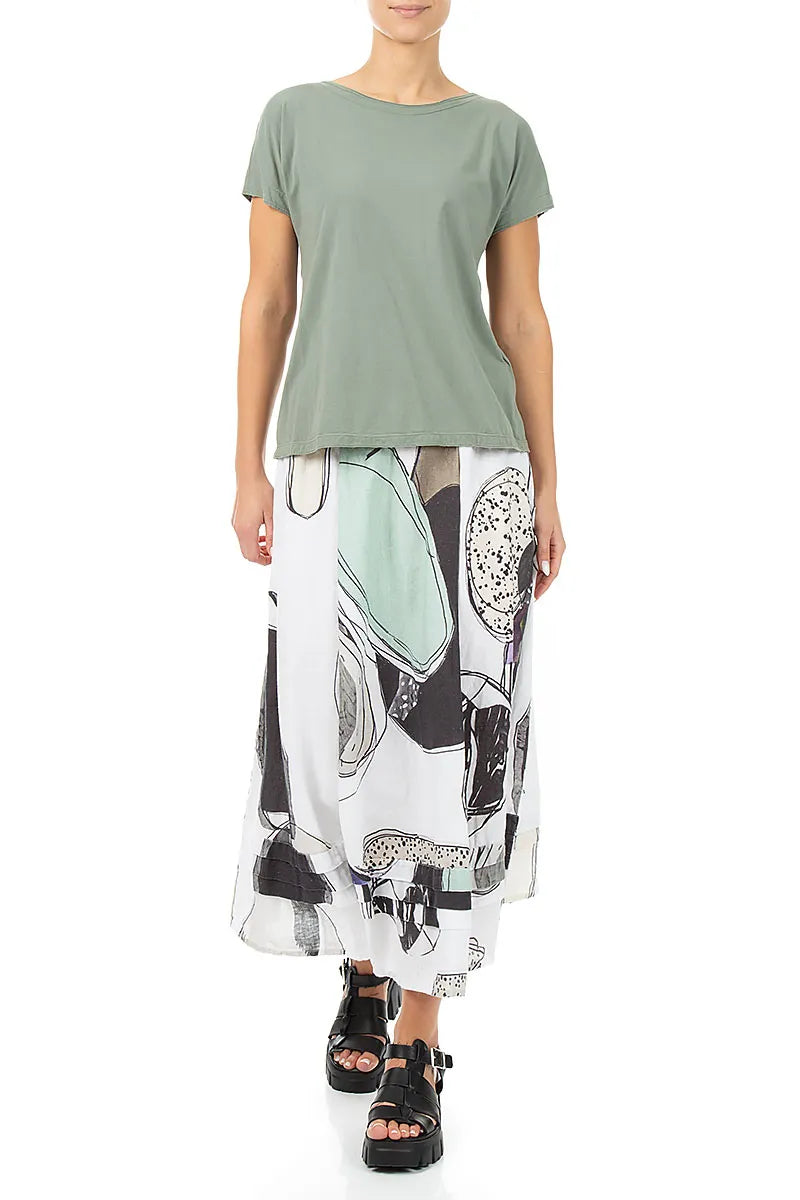 Haut en coton sauge à manches courtes