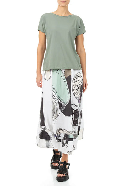 Haut en coton sauge à manches courtes