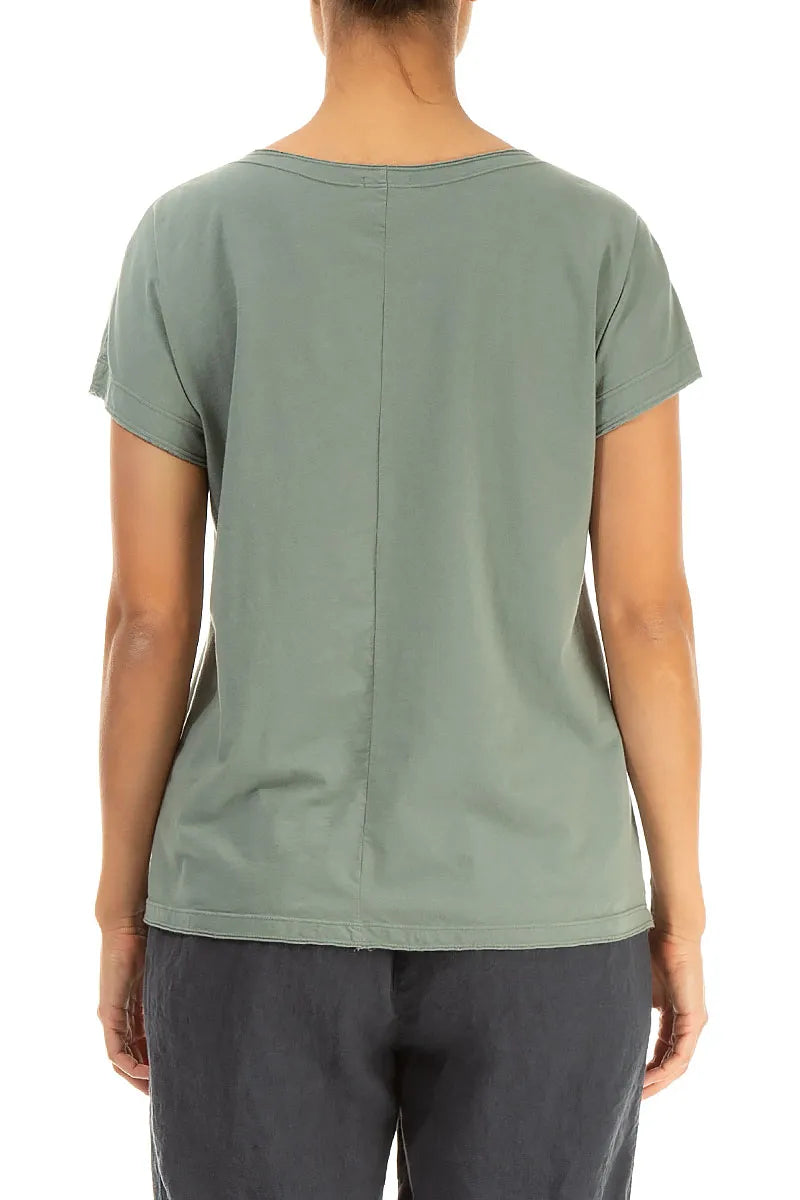 Short Sleeves Sage Cotton Top
