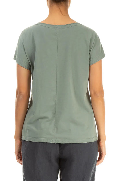 Short Sleeves Sage Cotton Top 2