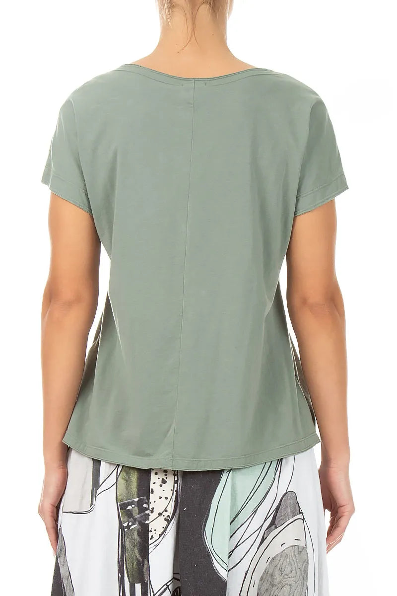 Haut en coton sauge à manches courtes