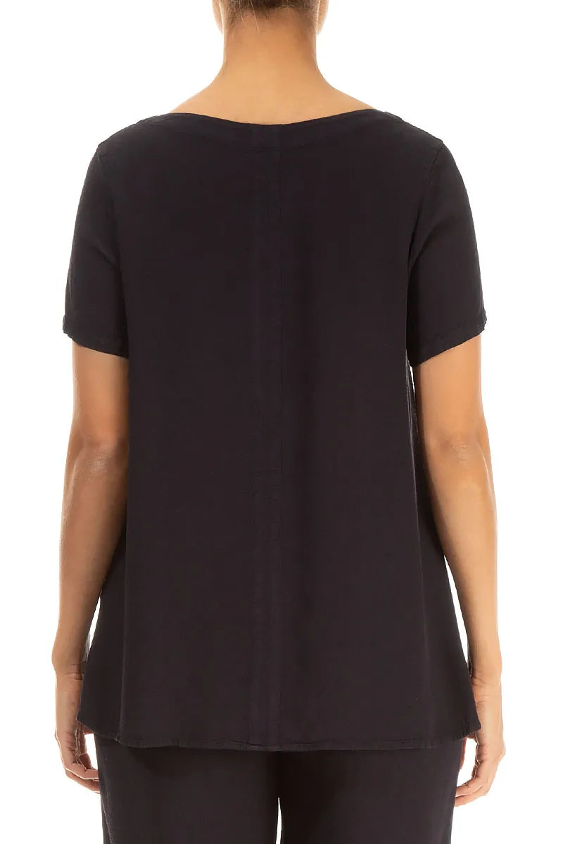 Short Sleeves V-Neck Graphite Viscose Blouse 2