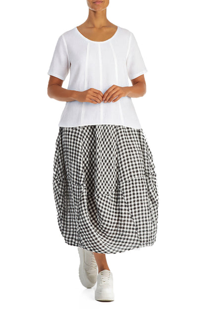 Short Sleeves White Linen Blouse 4