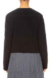 Short Tie Front Black Cotton Jersey Jacket 2