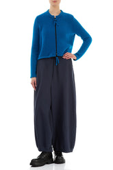 Short Zip Closed Azure Blue Wool Cardigan 4