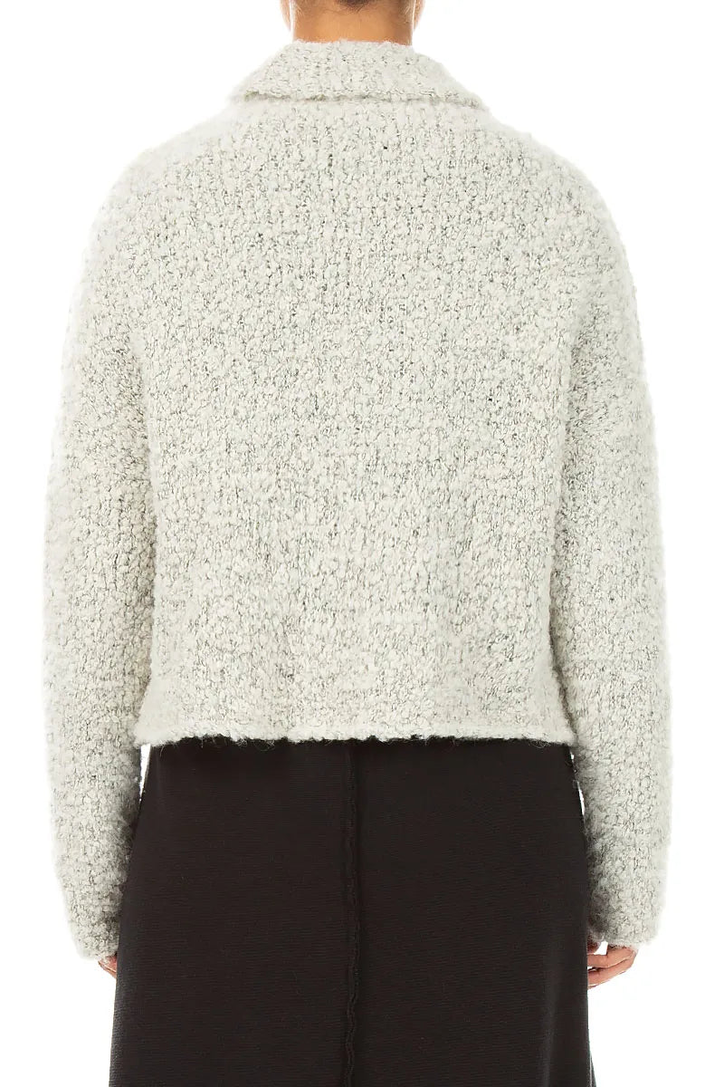 Collar Mélange Pearl Alpaca Wool Cardigan 2