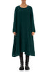 Side Buttons Peacock Mélange Linen Dress 1
