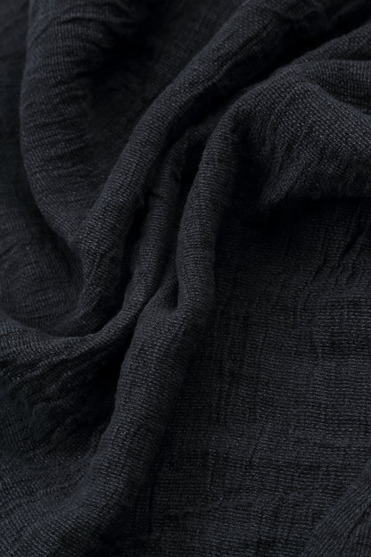 Side Buttons Slate Blue Mélange Linen Dress 5