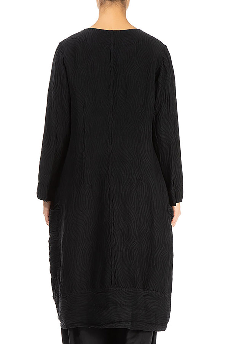 Side Closure Waves Black Silk Jacket 2