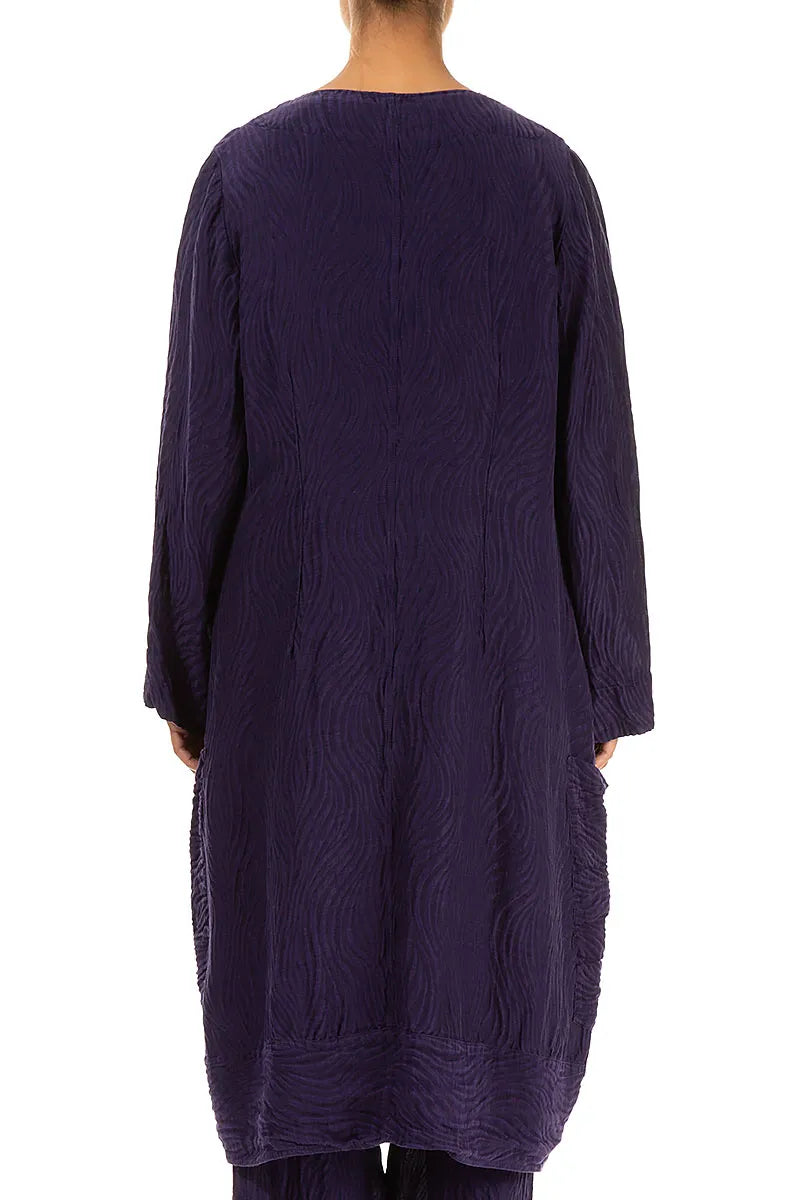 Side Closure Waves Royal Purple Silk Jacket 2