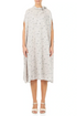 Side Neck Tie Speckled Taupe Silk Bamboo Kaftan Dress 1