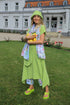 Side Pocket A-Line Lime Linen Dress 1