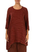 Side Pocket Asymmetric Crinkled Saffron Silk Tunic 1