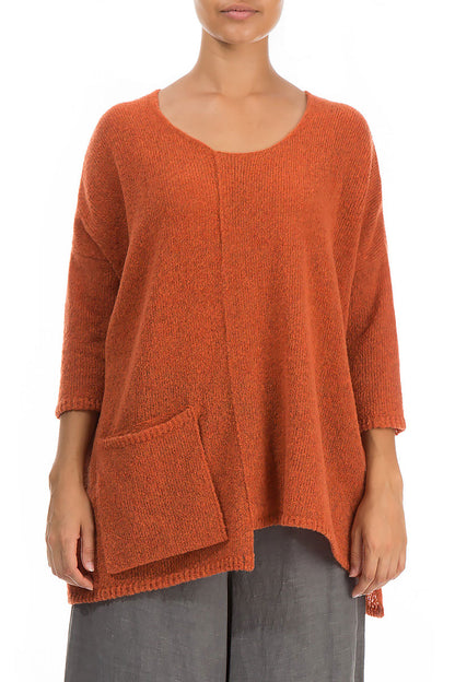 Side Pocket Burnt Orange Sweater 1