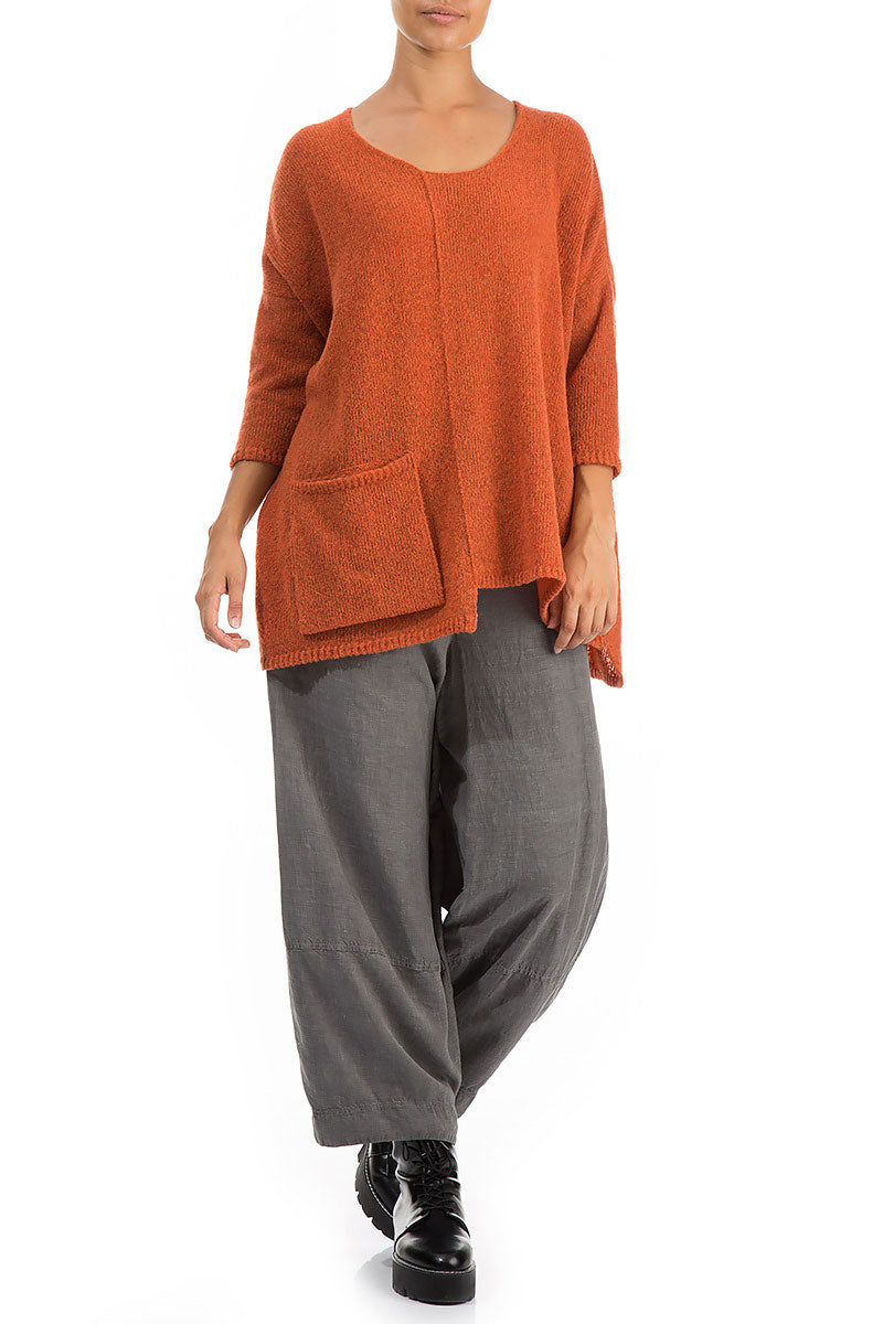 Side Pocket Burnt Orange Sweater 5