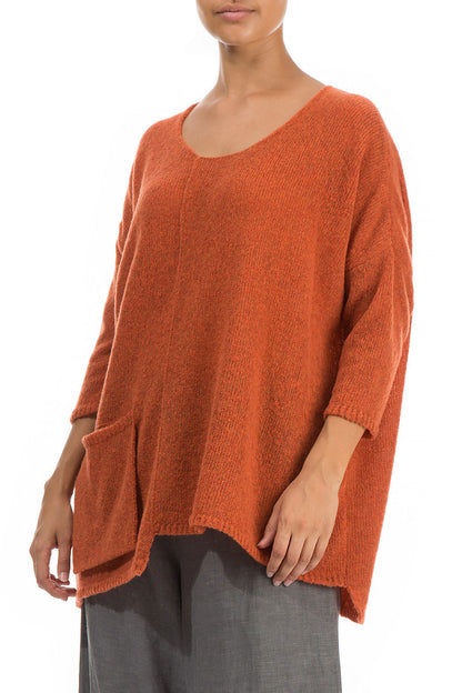 Side Pocket Burnt Orange Sweater 3