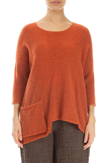 Side Pocket Burnt Orange Wool Sweater 1