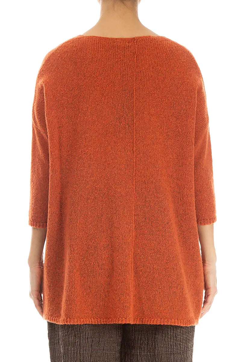 Side Pocket Burnt Orange Wool Sweater 2