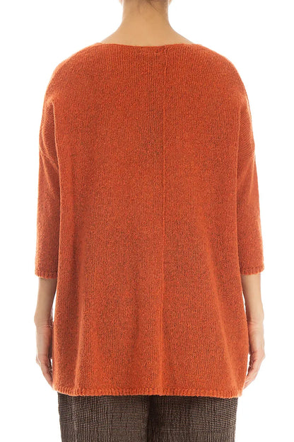 Side Pocket Burnt Orange Wool Sweater 2