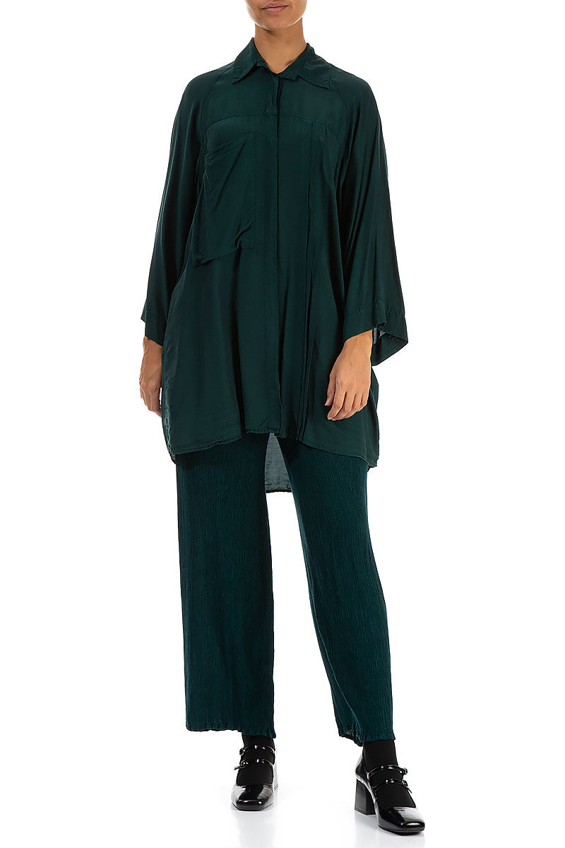 Side Pocket Emerald Silk Bamboo Shirt 2