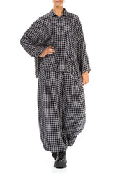 Side Pocket Grey Check Linen Shirt 4