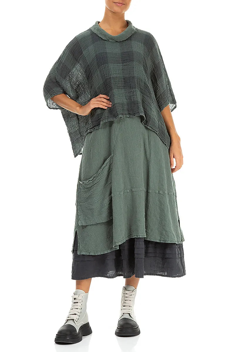 Side Pocket Sage Textured Linen Dress 4