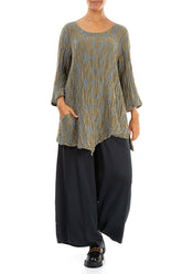 Side Pocket Silver Sage Circle Silk Linen Tunic 4