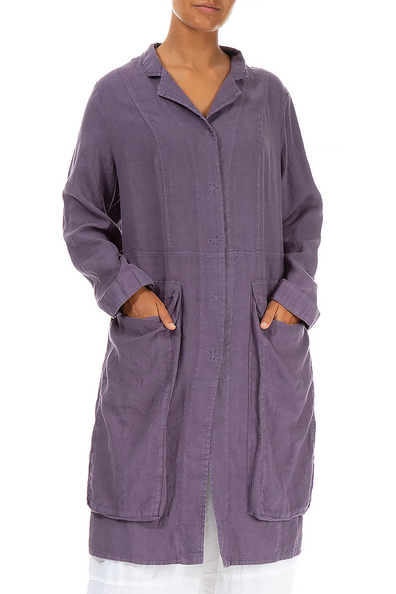 Side Pockets Amethyst Linen Jacket 3