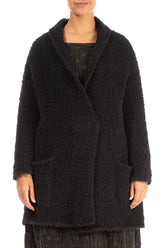 Side Pockets Black Alpaca Wool Cardigan 1