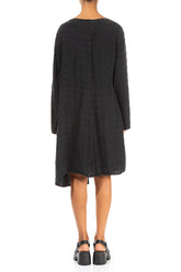 Side Pockets Bubble Black Silk Tunic Dress 2