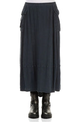 Side Pockets Charcoal Linen Viscose Skirt 1