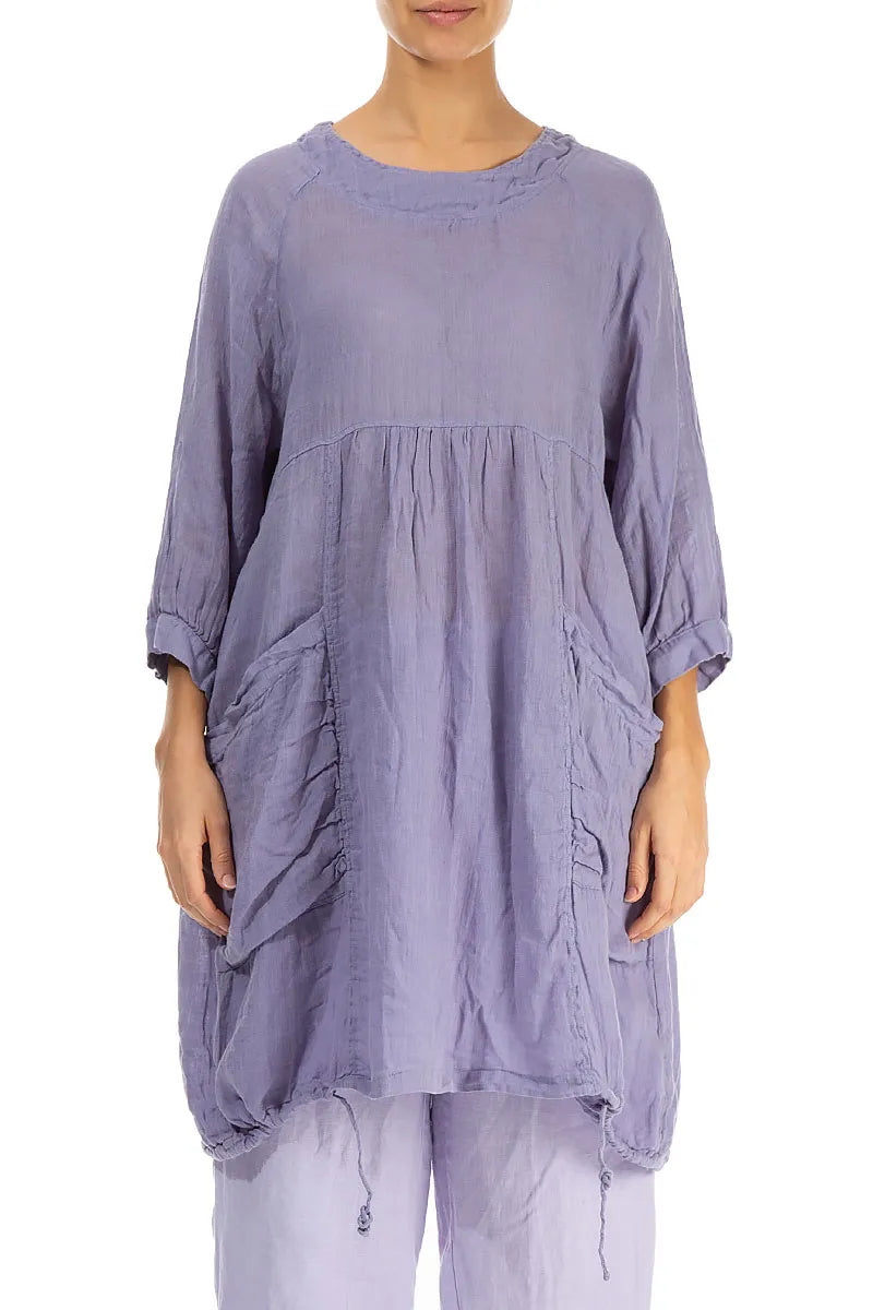 Side Pockets Lavender Gauze Linen Tunic 1