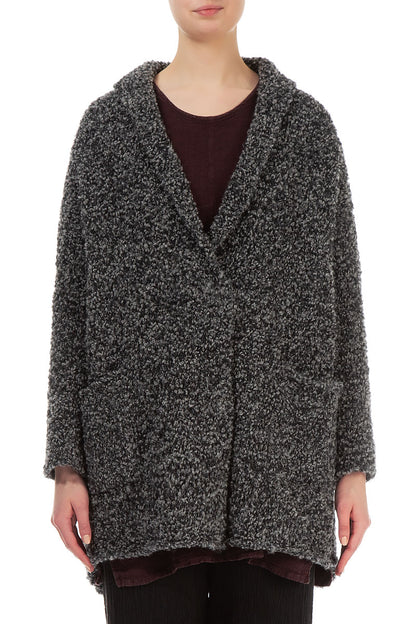 Side Pockets Mélange Grey Alpaca Wool Cardigan 1