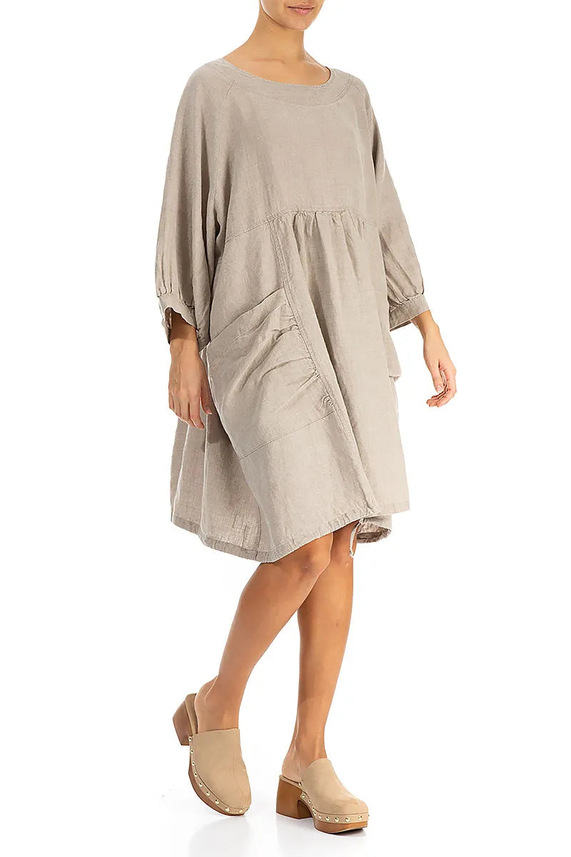 Tunika-Leinenkleid mit Seitentaschen