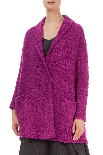Side Pockets Royal Fuchsia Alpaca Wool Cardigan 4
