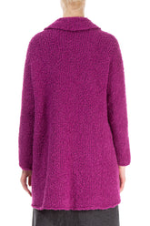 Side Pockets Royal Fuchsia Alpaca Wool Cardigan 2