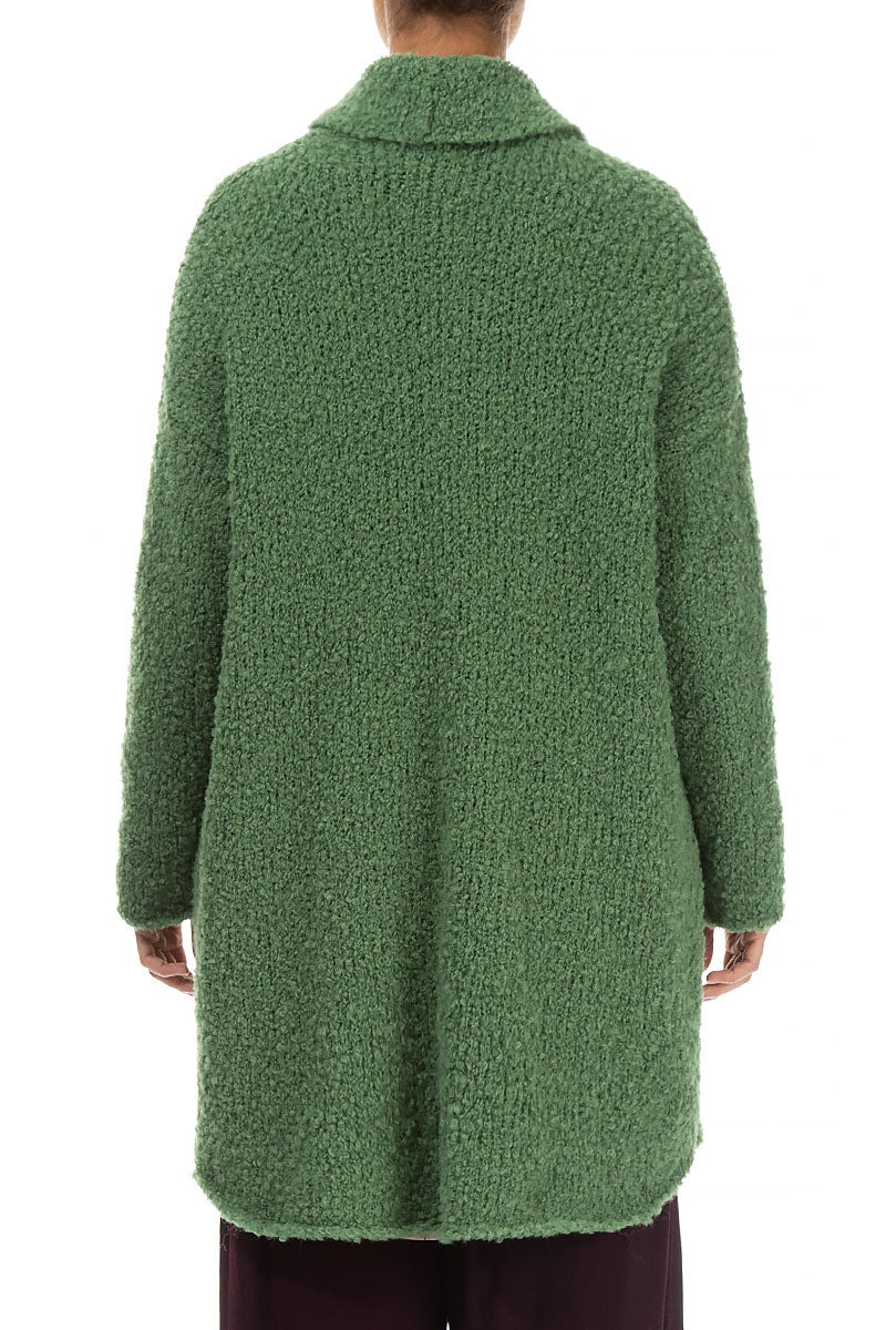 Side Pockets Sage Green Alpaca Wool Cardigan 2