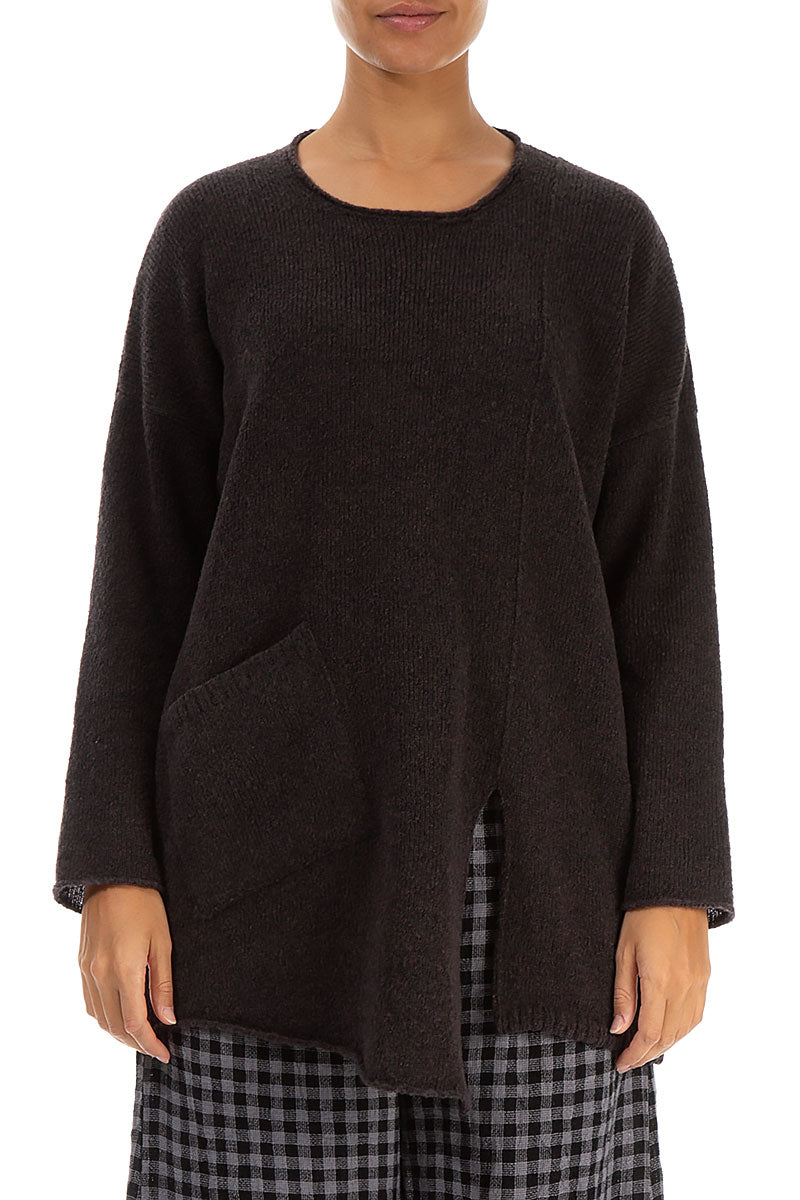 Side Split Chocolate Wool Sweater 1