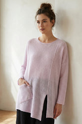 Side Split Light Pink Wool Sweater 1