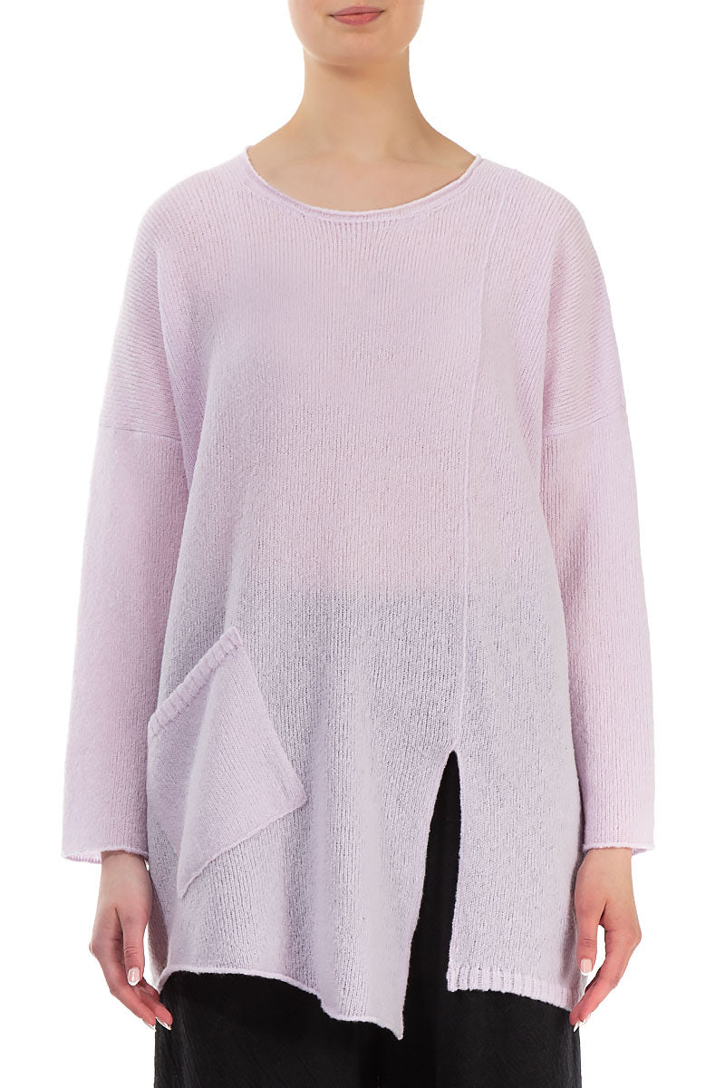 Side Split Light Pink Wool Sweater 2