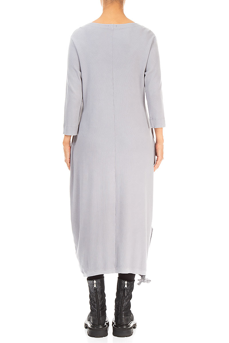 Robe ballon légère en coton gris clair à liens sur les côtés