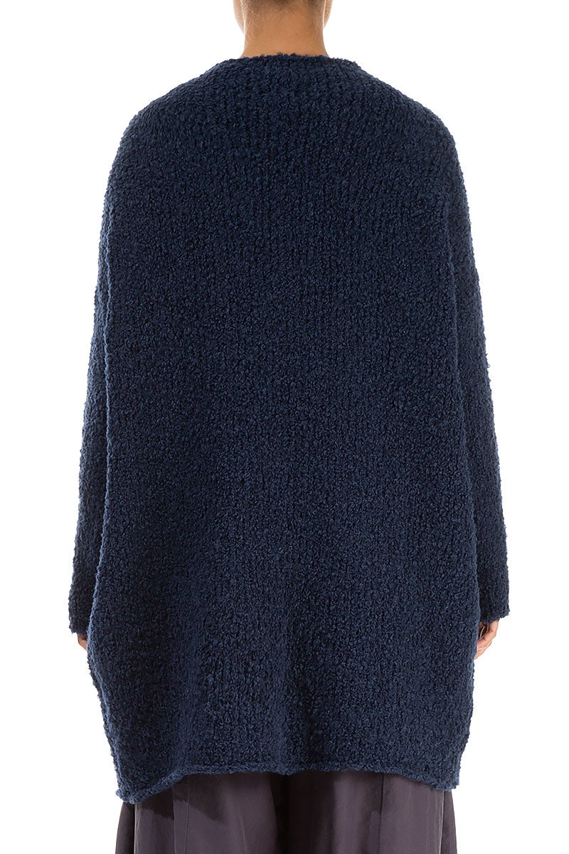 Side Zip Blue Violet Alpaca Wool Cardigan 2