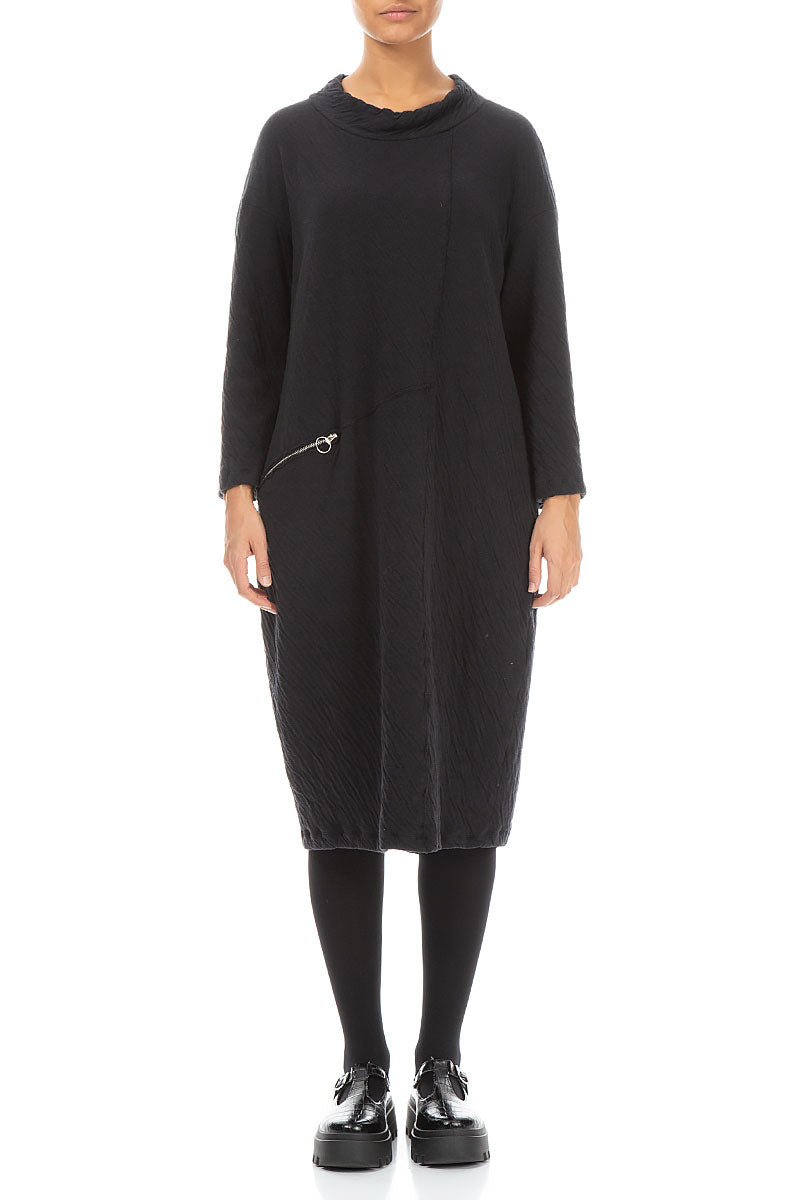 Side Zip Wavy Cotton Midi Dress 1