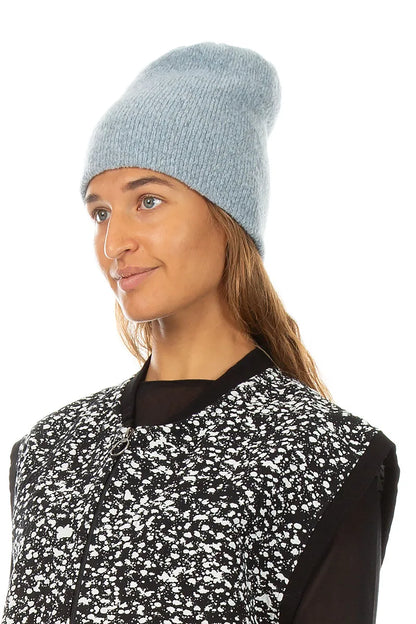 Silver Blue Wool Beanie Hat 1