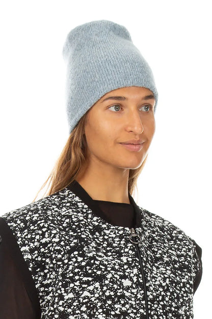 Silver Blue Wool Beanie Hat 3