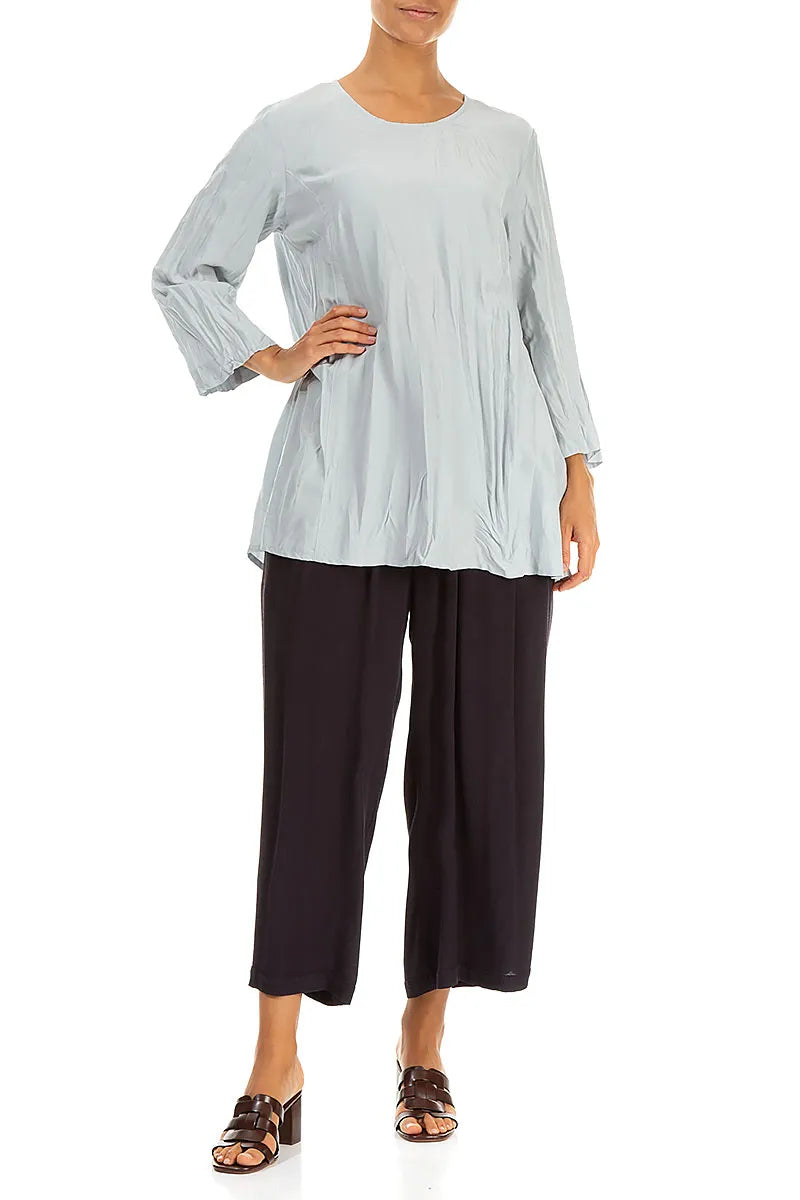 Silver Grey Crumpled Pure Silk Tunic 4