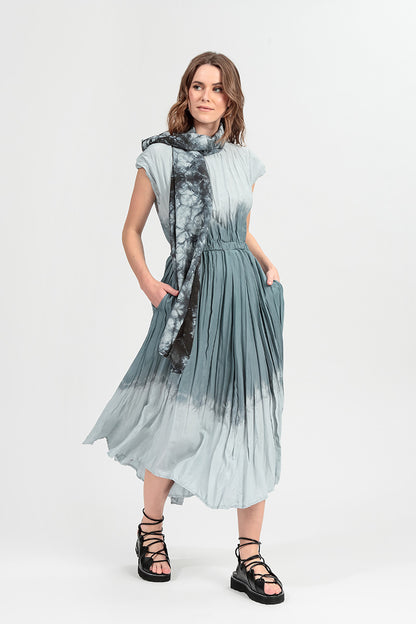 Silver Grey Ombré Pure Silk Dress