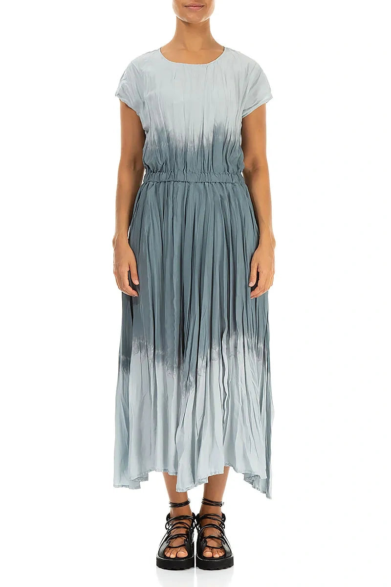 Silver Grey Ombré Pure Silk Dress