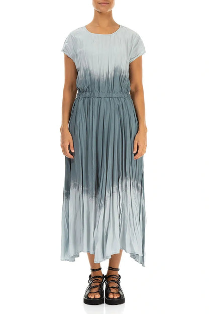 Silver Grey Ombré Pure Silk Dress
