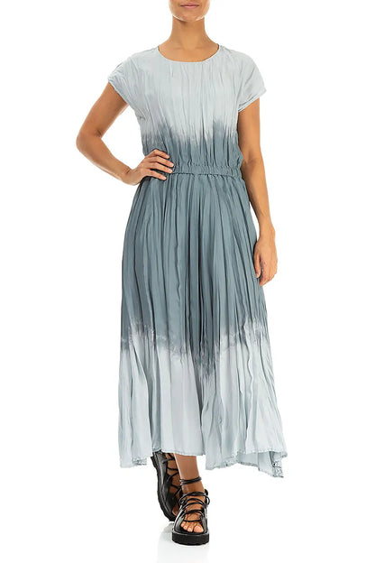 Silver Grey Ombré Pure Silk Dress